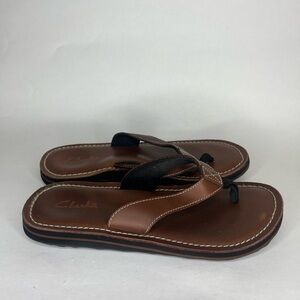 Clarks Sandals Flip Flops Women Size 9M Brown Leather Comfort Walking